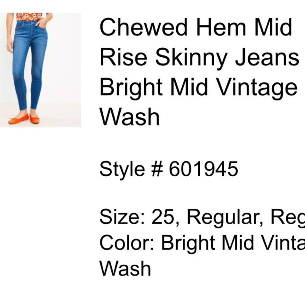 Loft Mid Rise Skinny Jeans - Picture 6 of 6